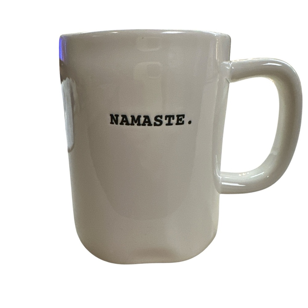 Rae Dunn Namaste. Artisan Collection by Magenta Creamy White Mug 16 oz EUC